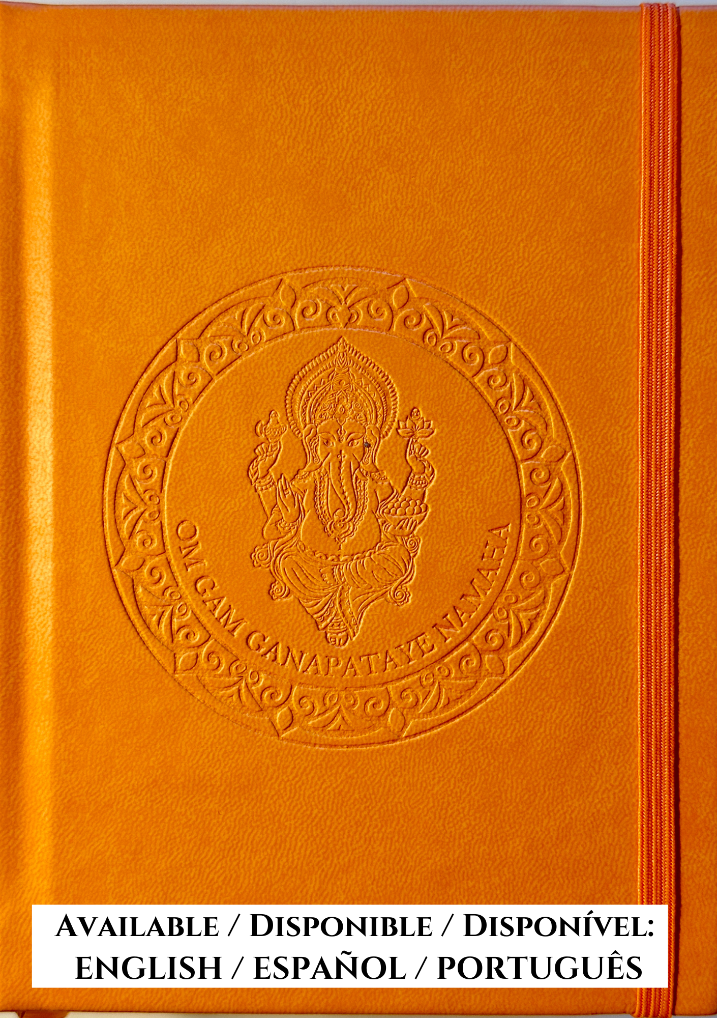 GANESHA NOTEBOOK - Handmade edition with the mantra Om Gam Ganapataye Namaha (200 pages, Vegan Leather)