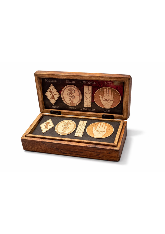 COFRE DE 4 TALISMANES: FORTUNA + SALUD + ABUNDANCIA + AMOR