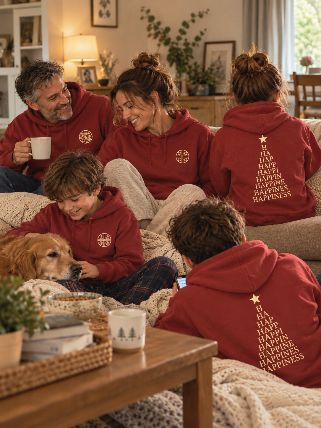 Sudadera Magia Amplificadora HAPPINESS · Burdeos con Capucha · Edición Navidad