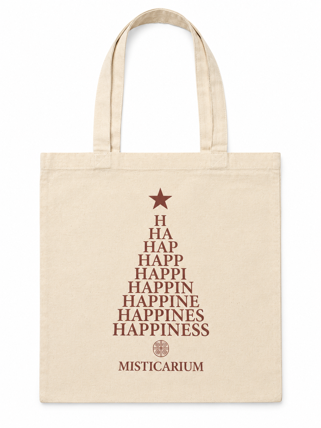 Bolsa de tela HAPPINESS algodón Fairtrade con diseño de árbol de Navidad