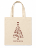 Bolsa de tela HAPPINESS algodón Fairtrade con diseño de árbol de Navidad