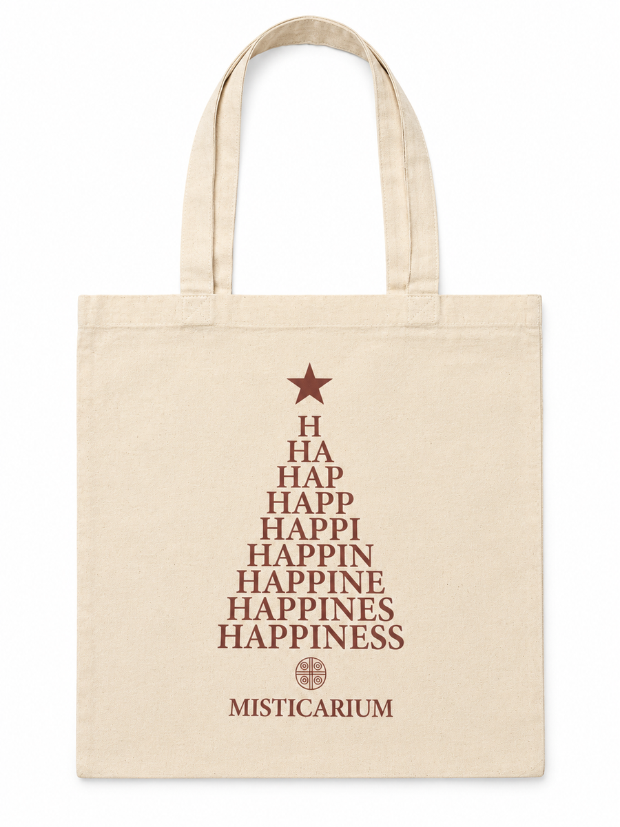 Bolsa de tela HAPPINESS algodón Fairtrade con diseño de árbol de Navidad