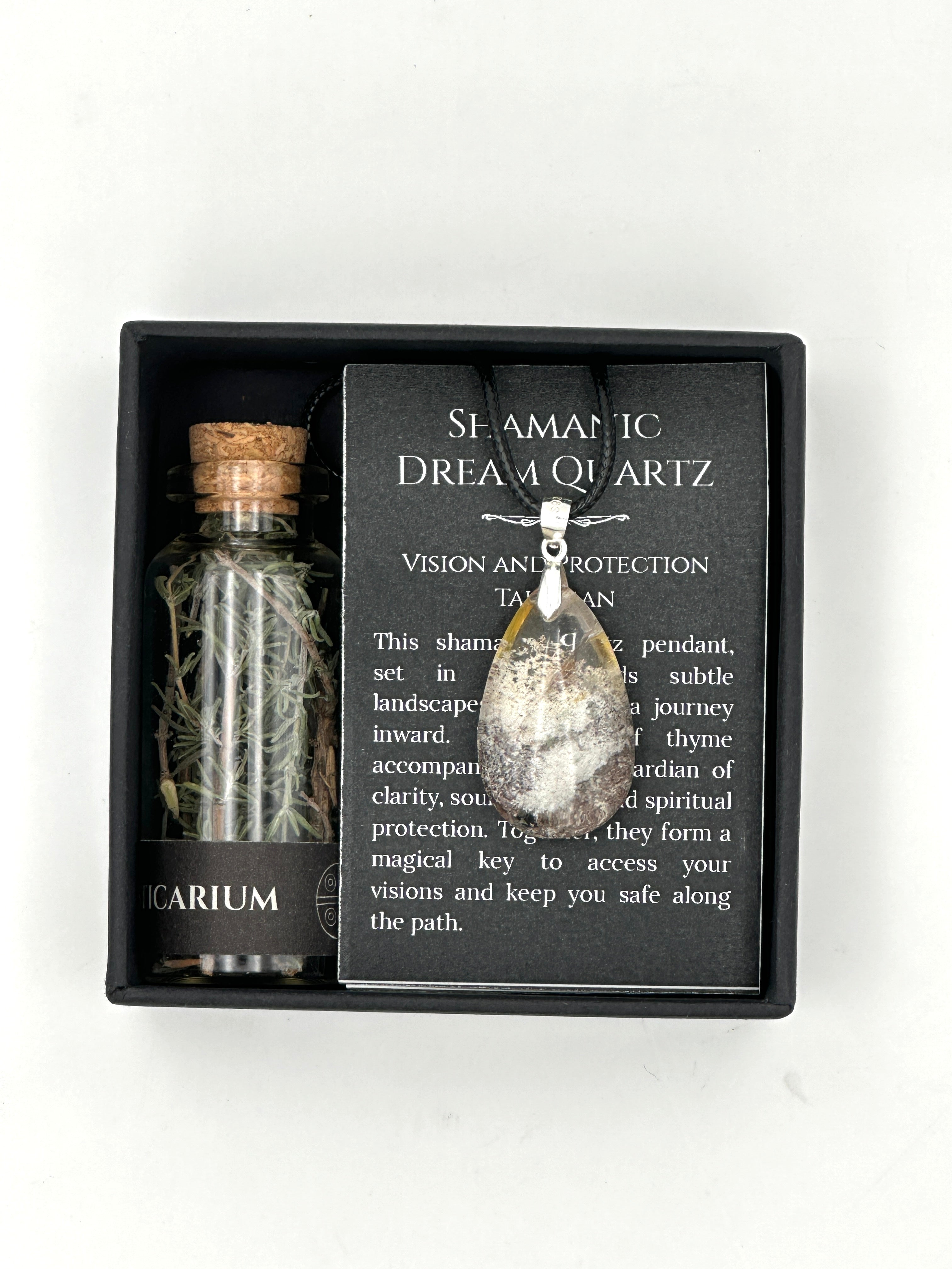 SHAMANIC DREAM QUARTZ WITH SILVER AND THYME
