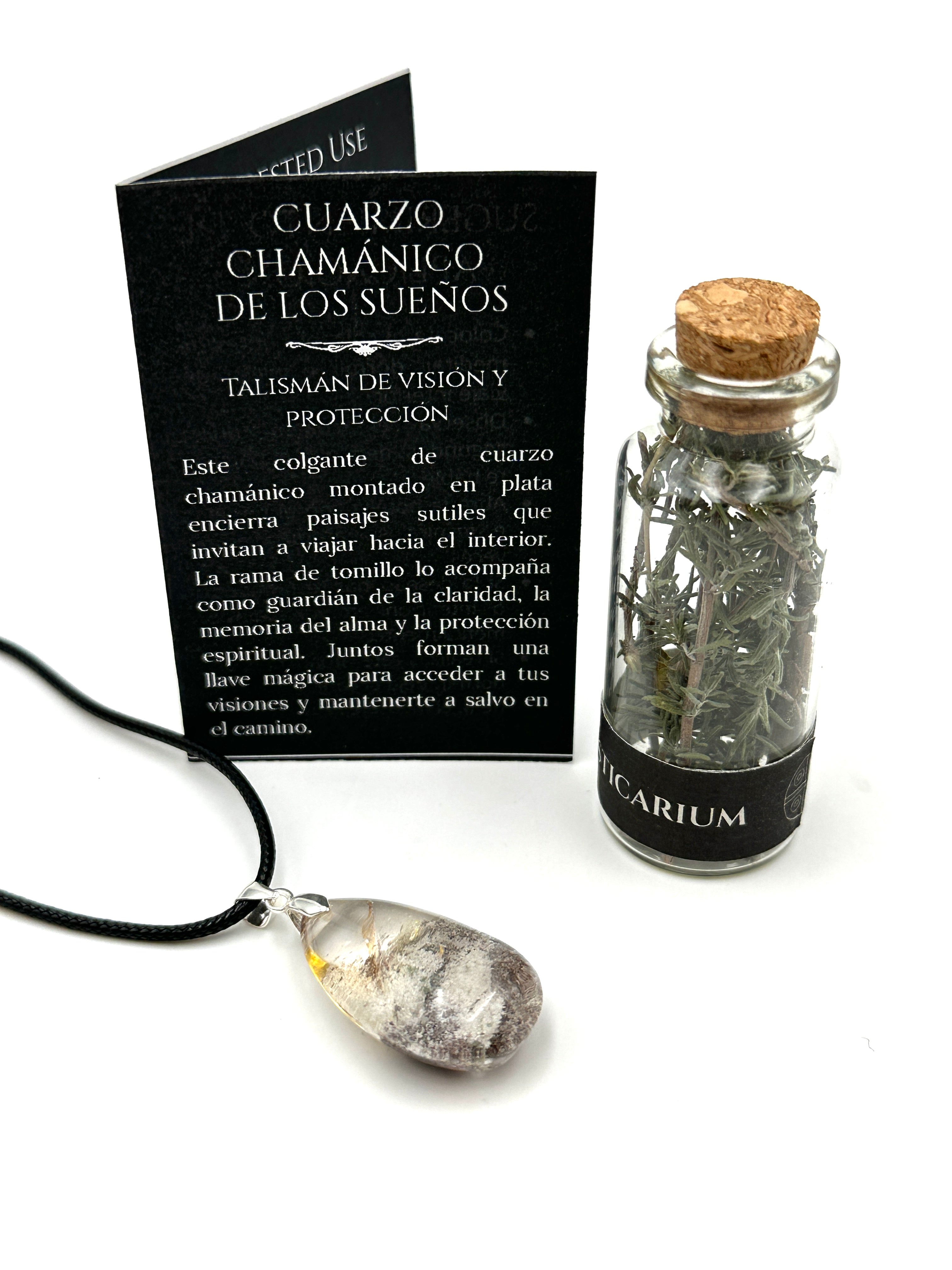 SHAMANIC DREAM QUARTZ WITH SILVER AND THYME