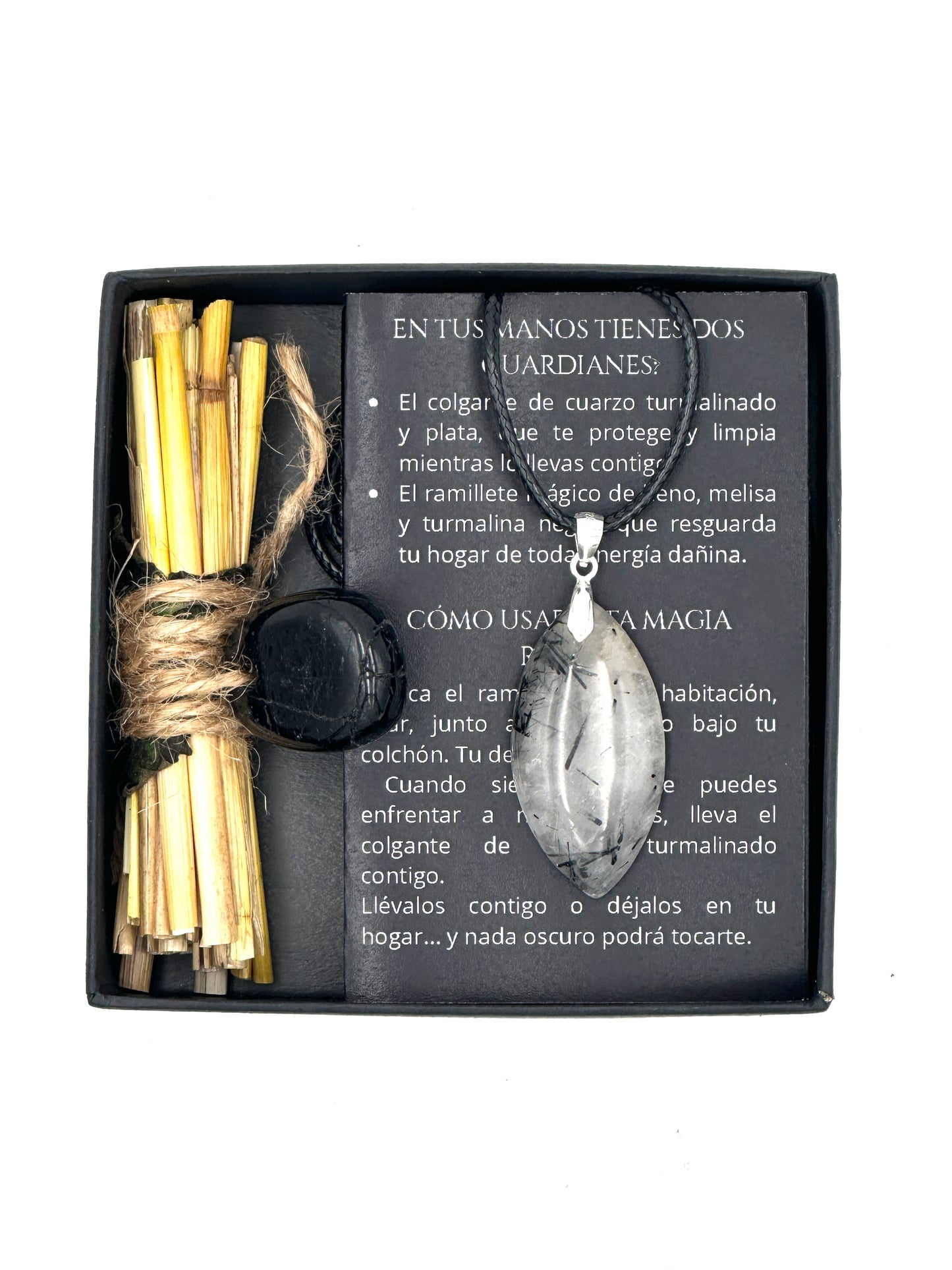 CUARZO TURMALINADO + "HENO DE LA CAMA DE LA VIRGEN MARÍA"