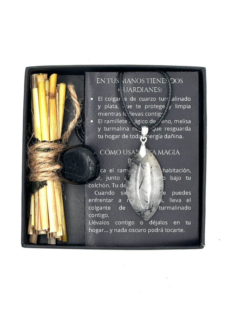 CUARZO TURMALINADO + "HENO DE LA CAMA DE LA VIRGEN MARÍA"