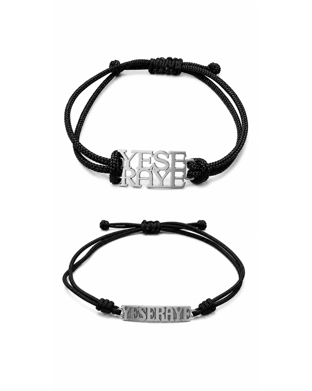 Las dos pulseras YESERAYE de plata de ley 925 hechas a mano, con placa alargada y placa calada