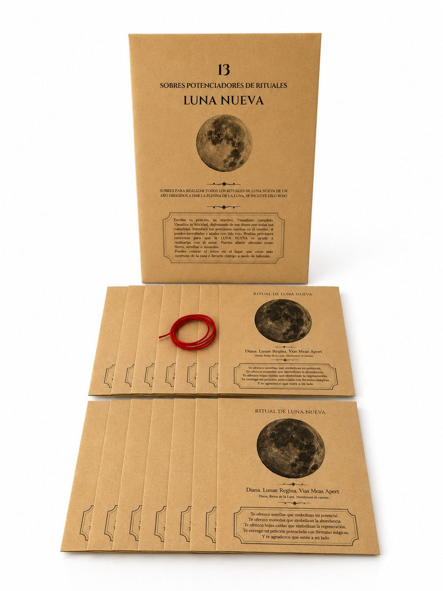 LUNA NUEVA  - 13 SOBRES POTENCIADORES PARA RITUALES - CON HILO ROJO