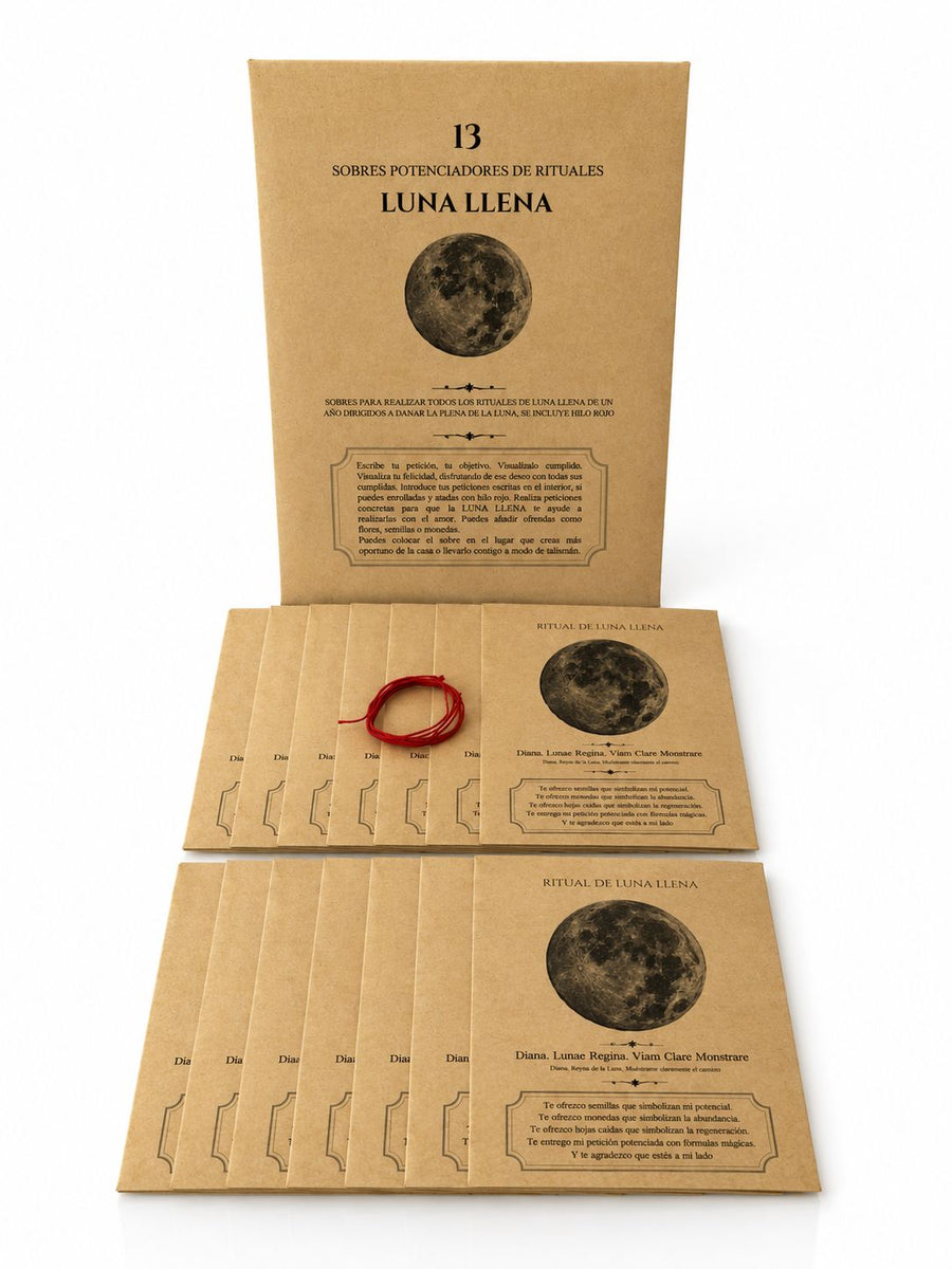 LUNA LLENA -  13 SOBRES POTENCIADORES PARA RITUALES - CON HILO ROJO